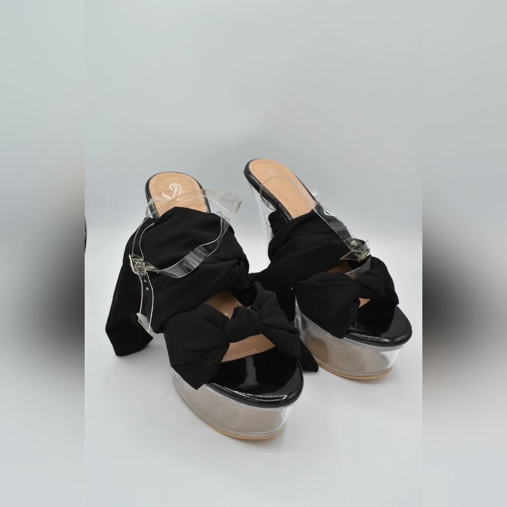 Elegant Black Women's Platform Heels - Picture 2 of 4